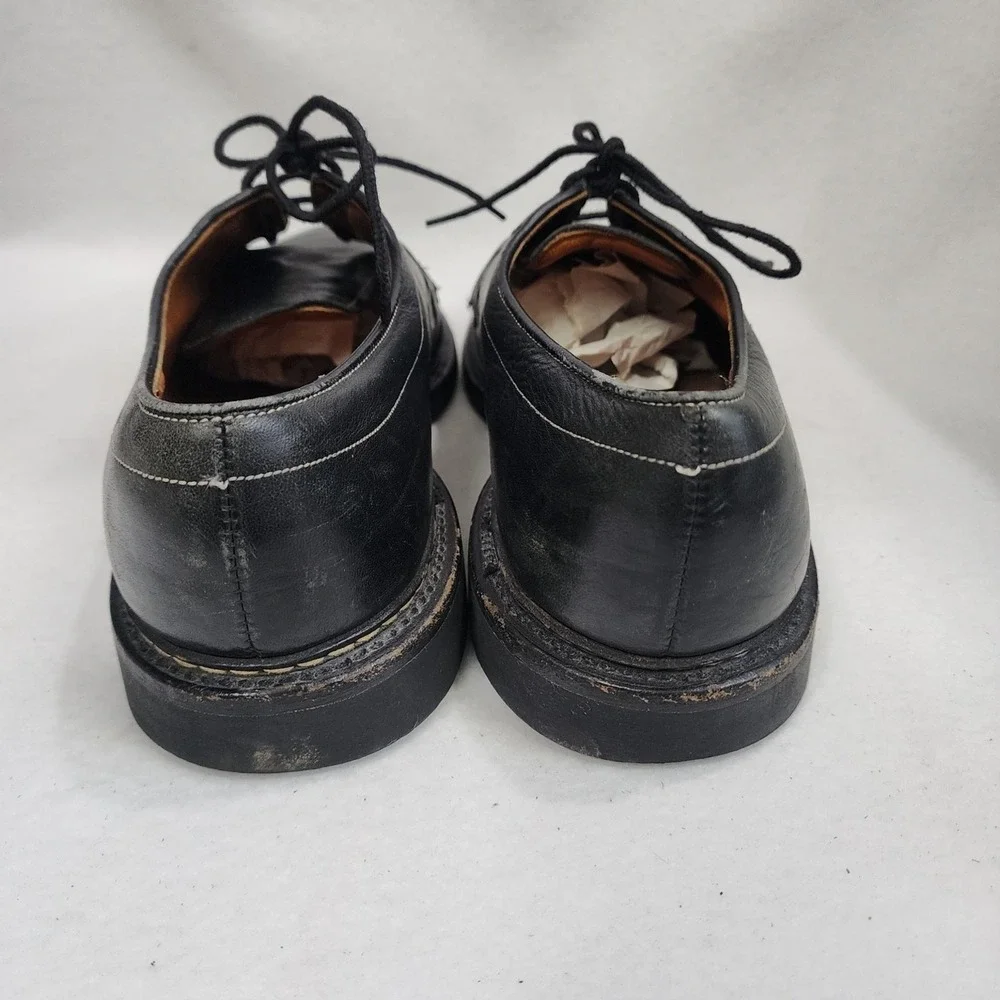 Allen Edmonds Mapleton Mens 11.5 B Derby Black Leather Bike Toe Dress Shoes